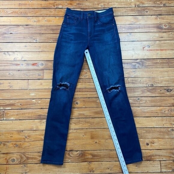 Rag bone Mojave high rise 10 inches ripped knees skinny dark blue made USA 28 - Picture 10 of 12